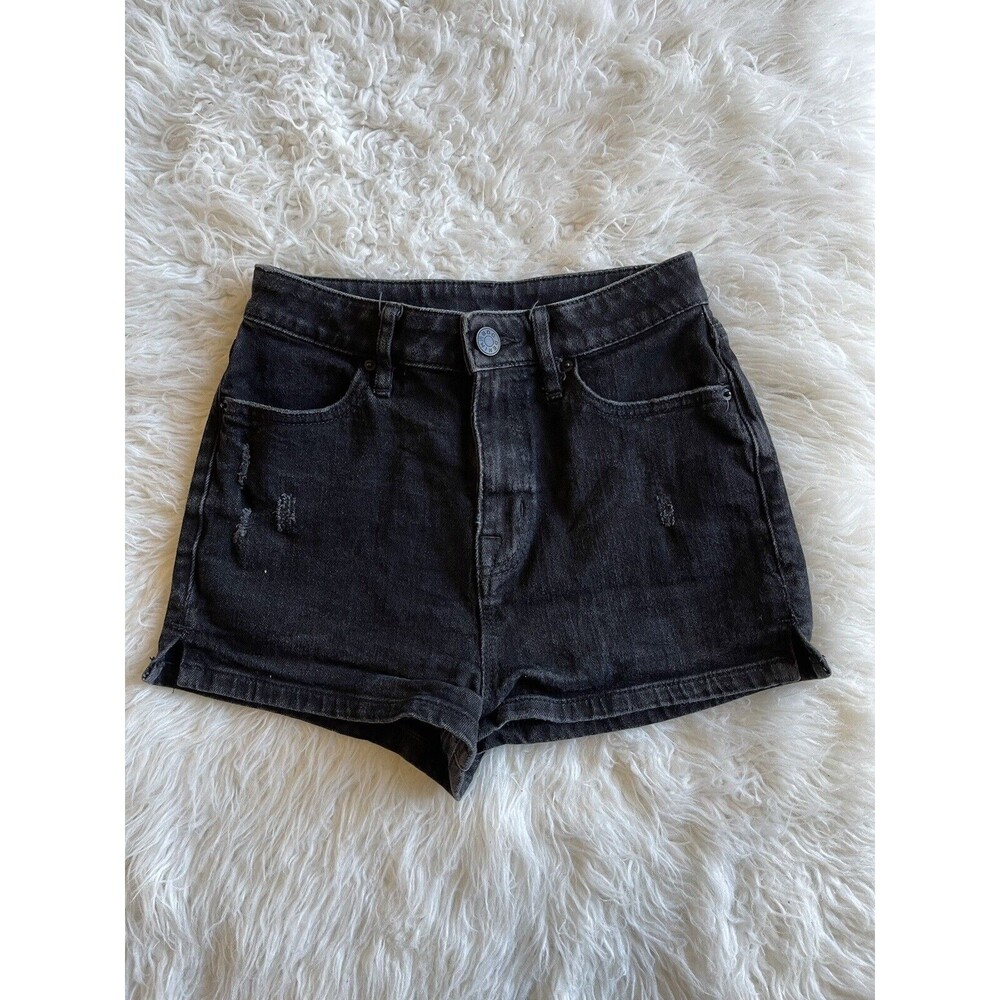 BDG Women’s Size 24 Pinup Super High Rise Black Distressed Jean Shorts F9
